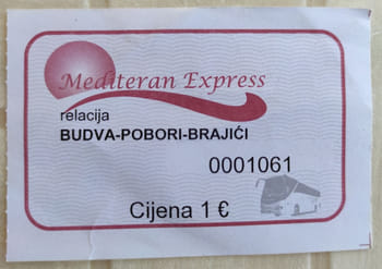 билет на пригородную маршрутку в Будве