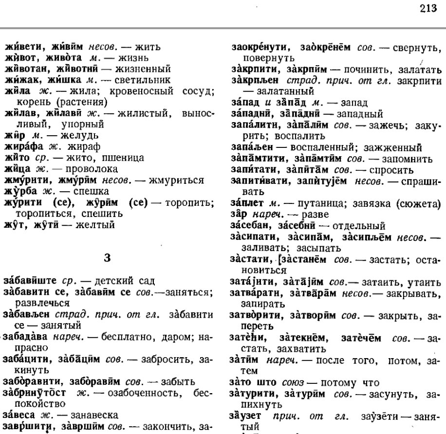 словарь из учебника Поповой для ВУЗов по сербскохорватскому языку